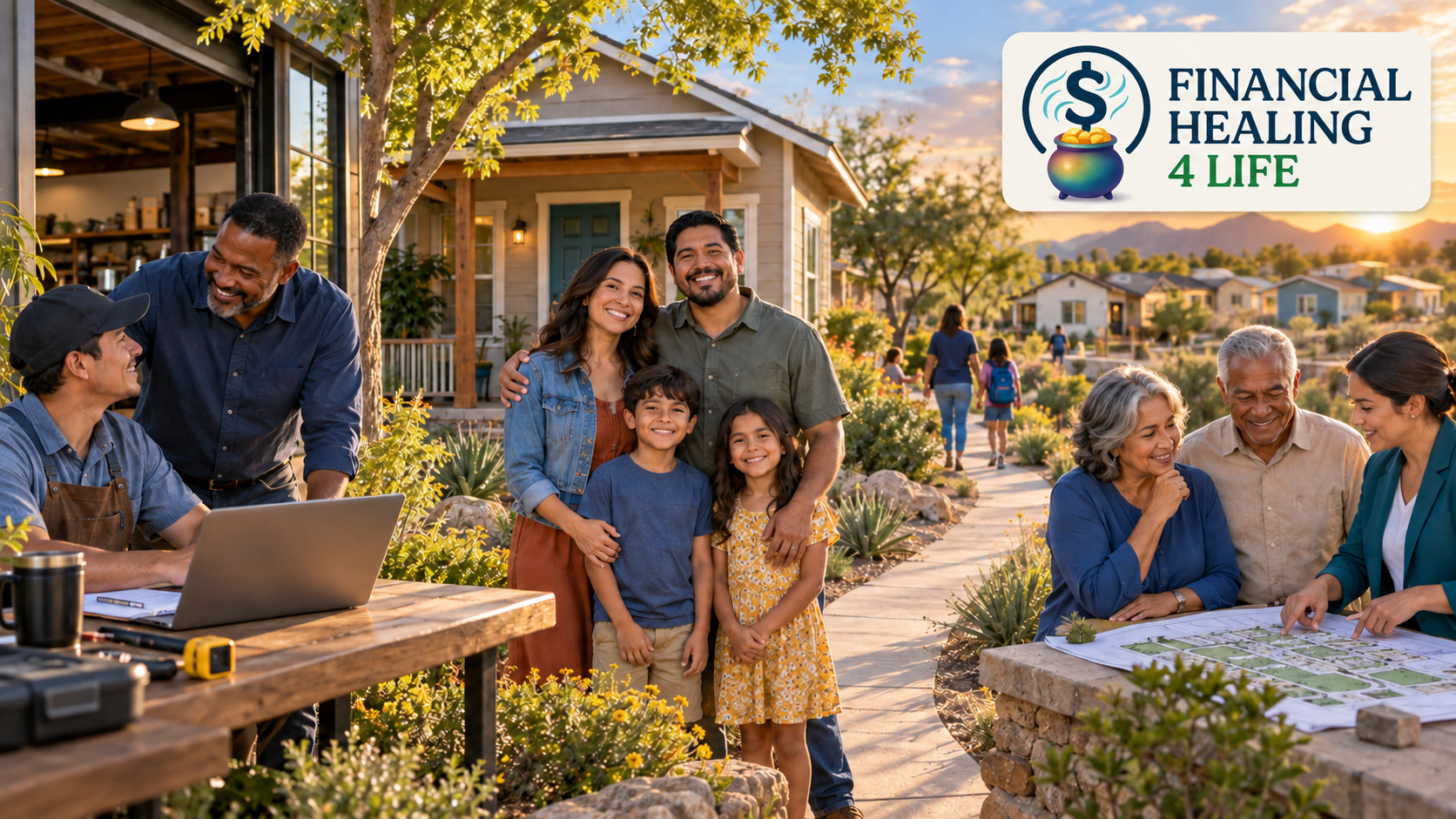 Financial Healing 4 Life: a community concept connecting career mentoring, families, affordable homes and future planning.